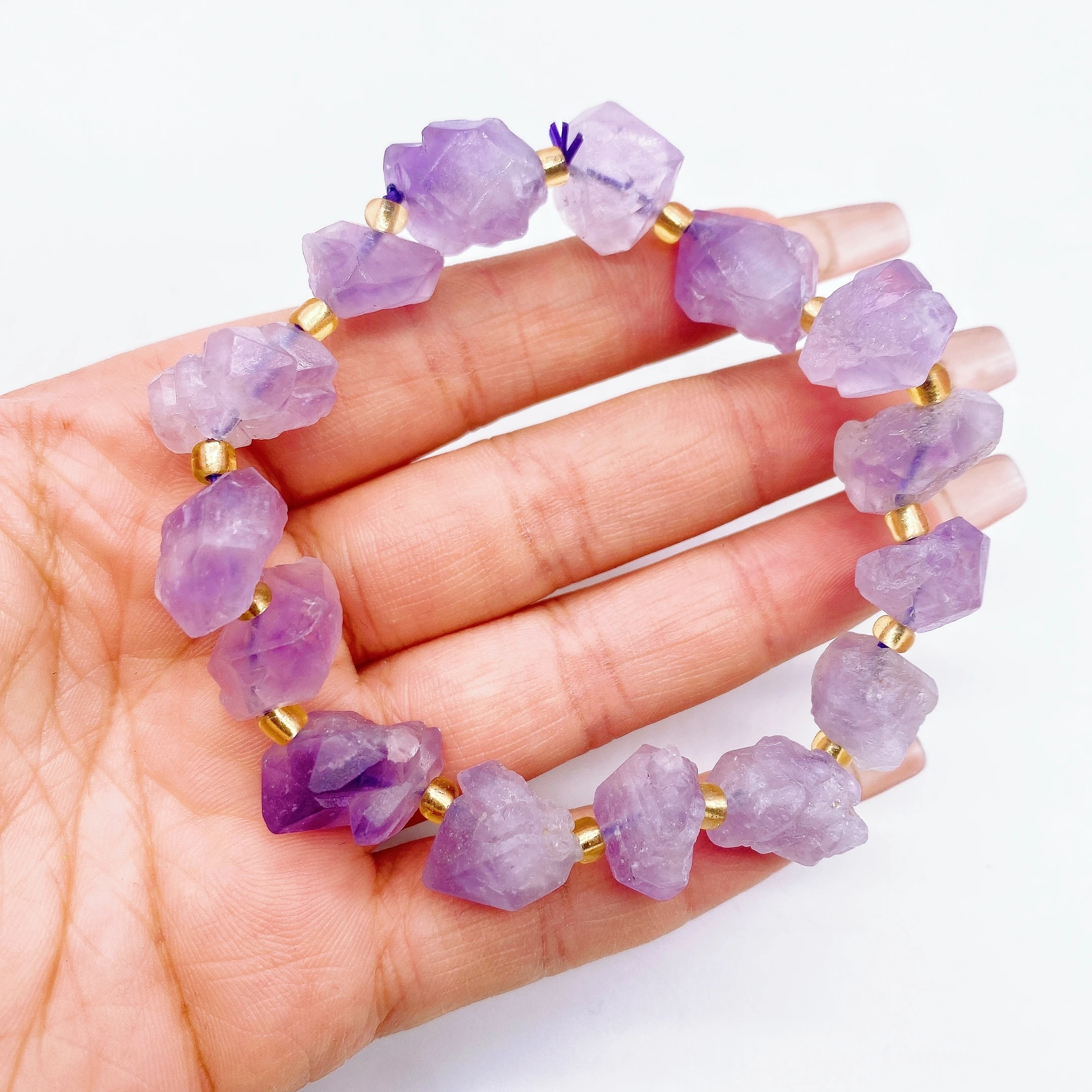 Natural Lavender Amethyst Bracelet Irregular Crystal Quartz Rough Stone DIY Fashion Raw Mineral  Jewelry ReikiHealing Home Gift