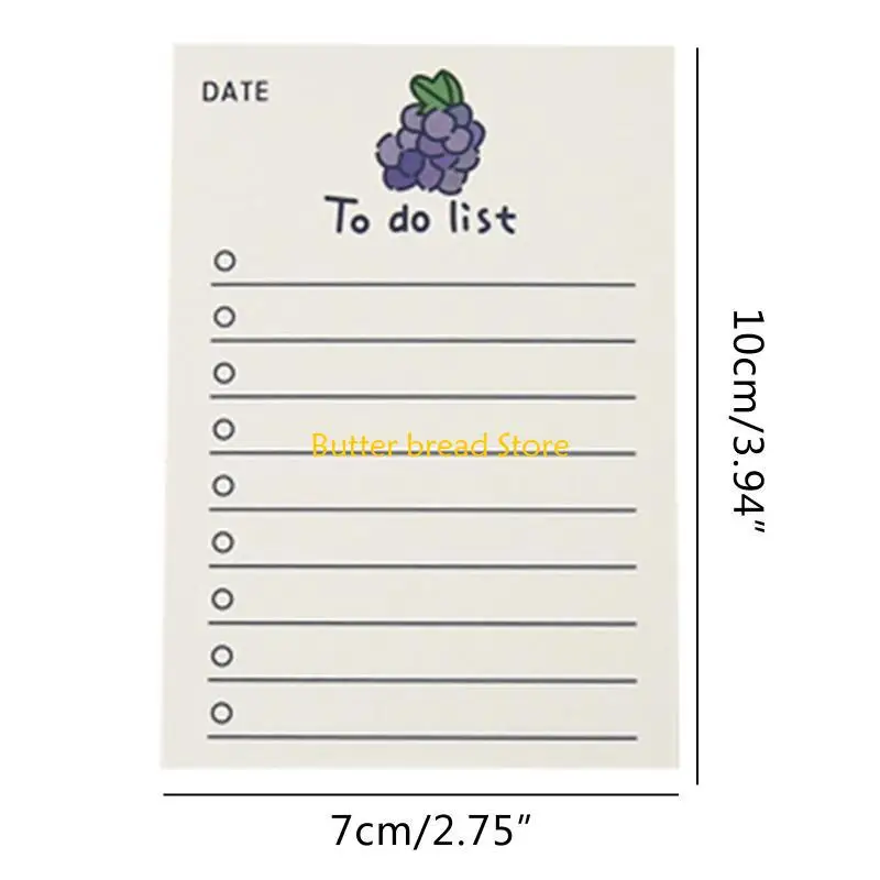 W89C 50 pagina's schattige fruitbeer noot kussen berichtpapier voor boodschappenlijsten herinneringen en afspraken 7x10