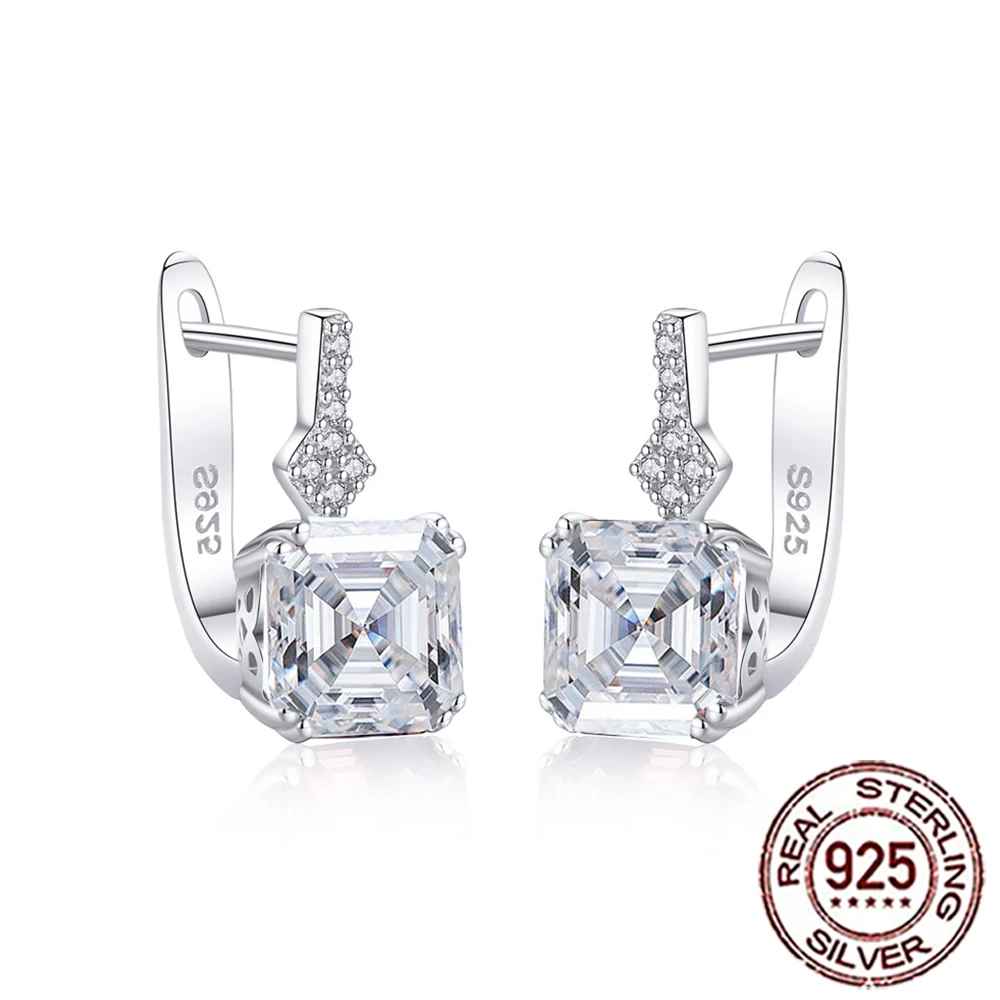 

CWWZircons 925 Sterling Silver Brilliant Elegant Square Cubic Zircon Hoop Earrings for Women Party Engagement Fine Jewelry SE079