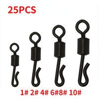 25pcs/lot Large Long Body Q-Shaped Bearing Swivel & Snap Fishing Connector Quick Change Swivels Fishing Tackle Accessories