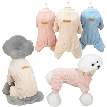 작은 중형 개를위한 따뜻한 양털 개 점프 슈트 잠옷 고양이 옷 치와와 Yorkie 의류 Shih Tzu Coat Pug Poodle Outfit