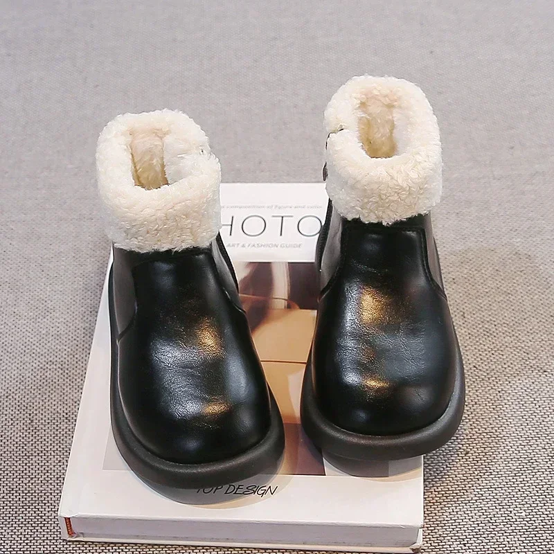 Toddler Girls Winter Ankle Boots, Fleece Cuff & Thick Cotton Lining, Side Zipper, Non Slip Sole for Cold Weather Outdoor Wear