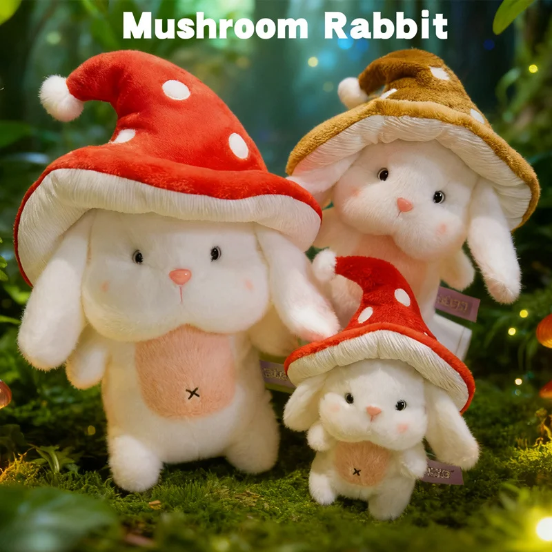 

Kawaii Anime Cute Fluffly Mushroom Rabbit Plush Pillow Soft Stuffed Animals Baby Plushies Creative Toy for Girls Gift Home Decor