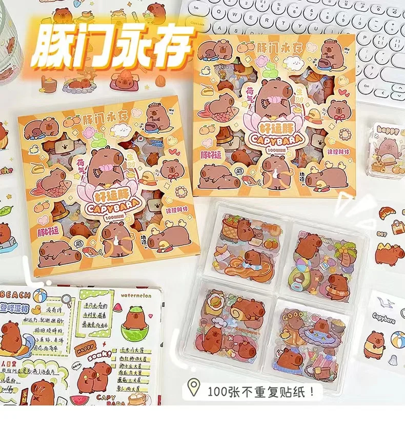 Kawaii stationery cute Capybara School supplies Diary Decoration journal sketchbook stickers pack for Scrapbooking aesthetic