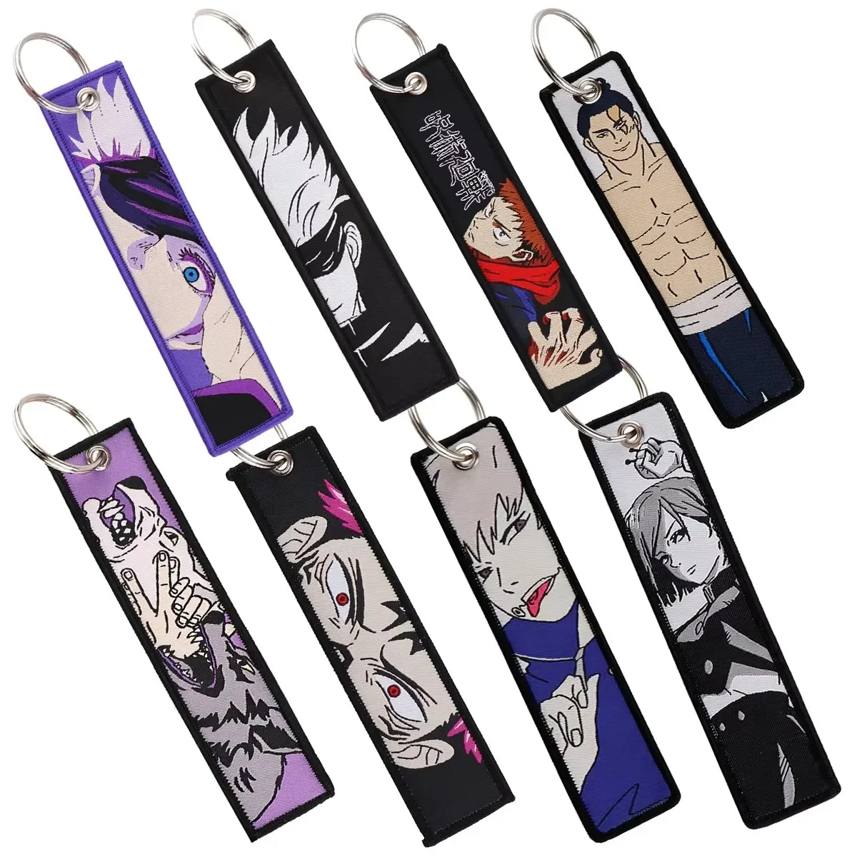 Anime Satoru Gojo Embroidery Key Fobs Japanese Manga Key Tag Accessories Backpack Chaveiro Key Holder Jewelry
