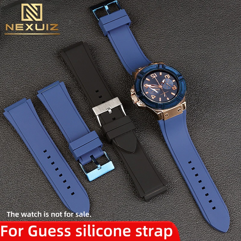 For Guess W0040G5 W0040G3 W0247G3 Waterproof Silicone Watch Strap Men\'s Watch Band 22mm Soft