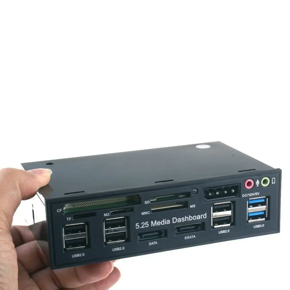5.25 "Pc z przodu Panel kontrolny Media Usb 3.0 Hub Audio Esata czytnik kart napęd optyczny pulpitu wielofunkcyjny Panel 525E — zdjęcie produktu 3