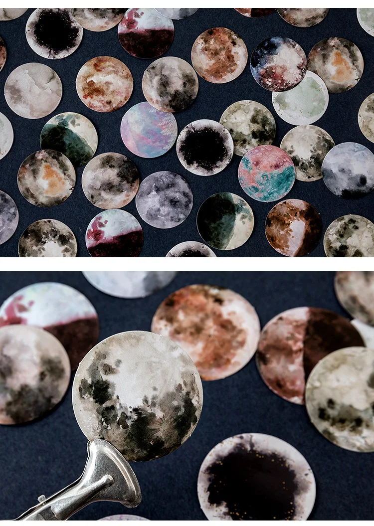 45 Pcs Moon Mini Paper Stickers Cute Creative for DIY Album Diary Scrapbooking Label Stationery School Supplies
