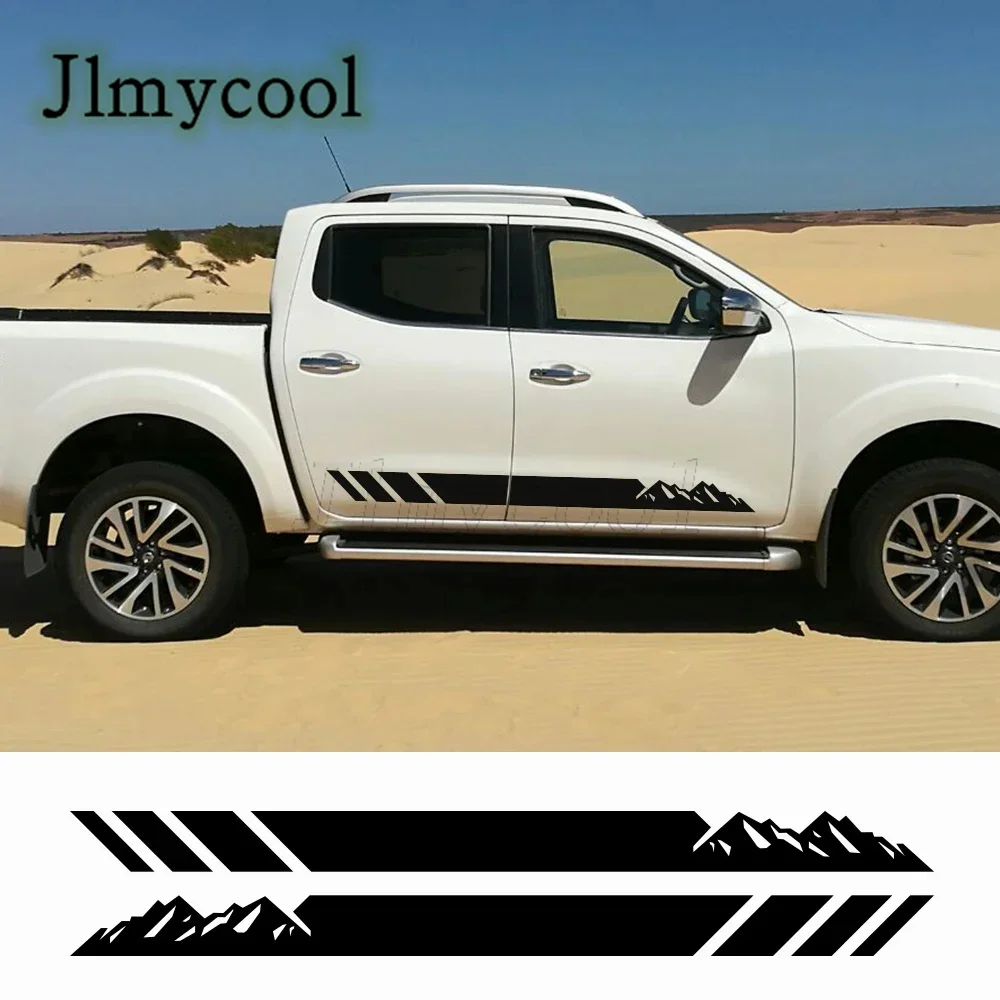

2 шт. виниловых наклеек для автомобиля Nissan Navara NP300, новые, для стайлинга внедорожника, с горным дизайном, на боковые пороги, полосы-наклейки