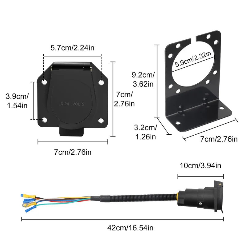 7 طريقة RV مقطورة ضوء مقبس توصيل 7 دبوس سلك مقطورة كهربائية محول سريع مع تصاعد قوس