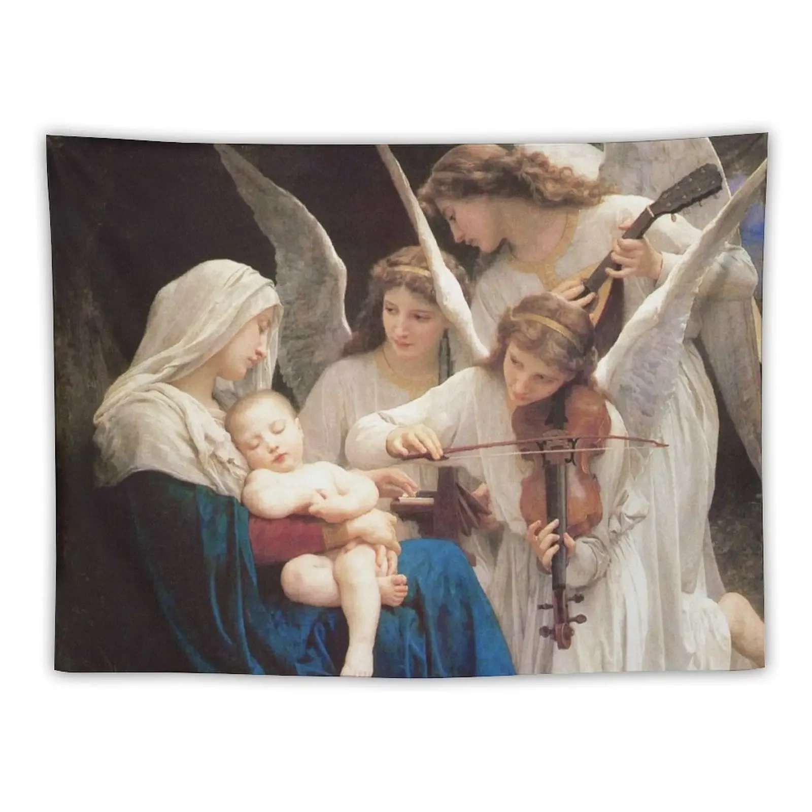 

Song of the Angels 1881 by French William-Adolphe Bouguereau Christian Art Virgin Mary and Child HD Tapestry