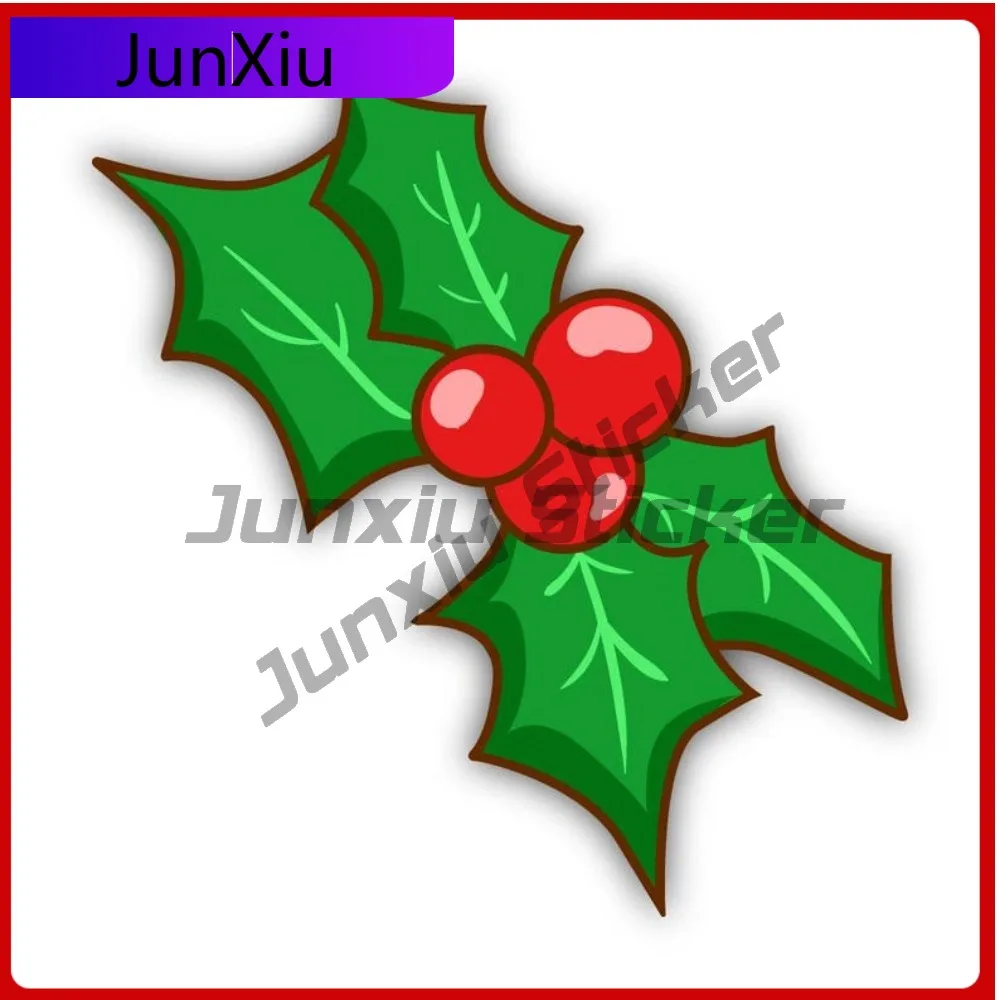 

Christmas Holly Shaped Vinyl Sticker Scratch-proof Exterior Decal Holidays Snow Joy Car Truck Laptop Water Bottle Custom Vehicle