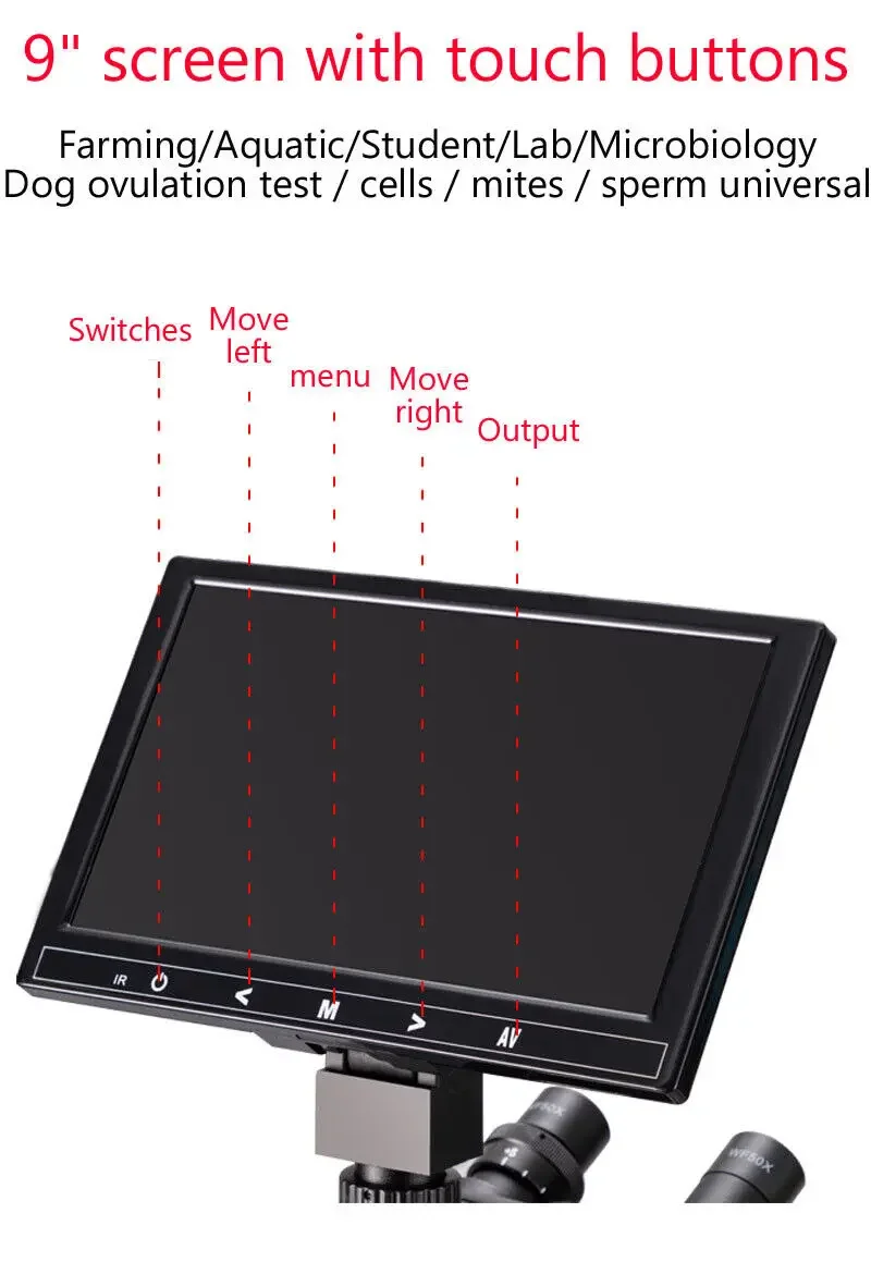 Imagem -02 - Ocular Eletrônico Plug-and-play Universal Microscópio com Display Tiro hd 9
