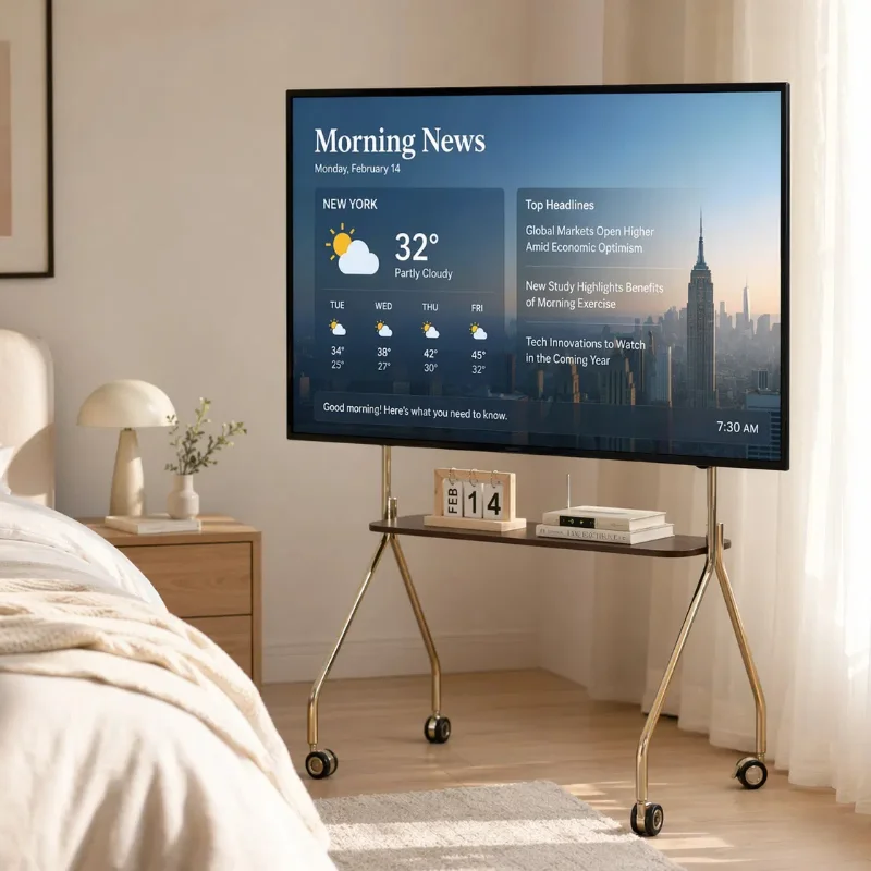 Mobile TV Stand with Locking Casters Space Efficient Compact Design Fits 32-80 Inch TVs for Living Room Bedroom Office Apartment