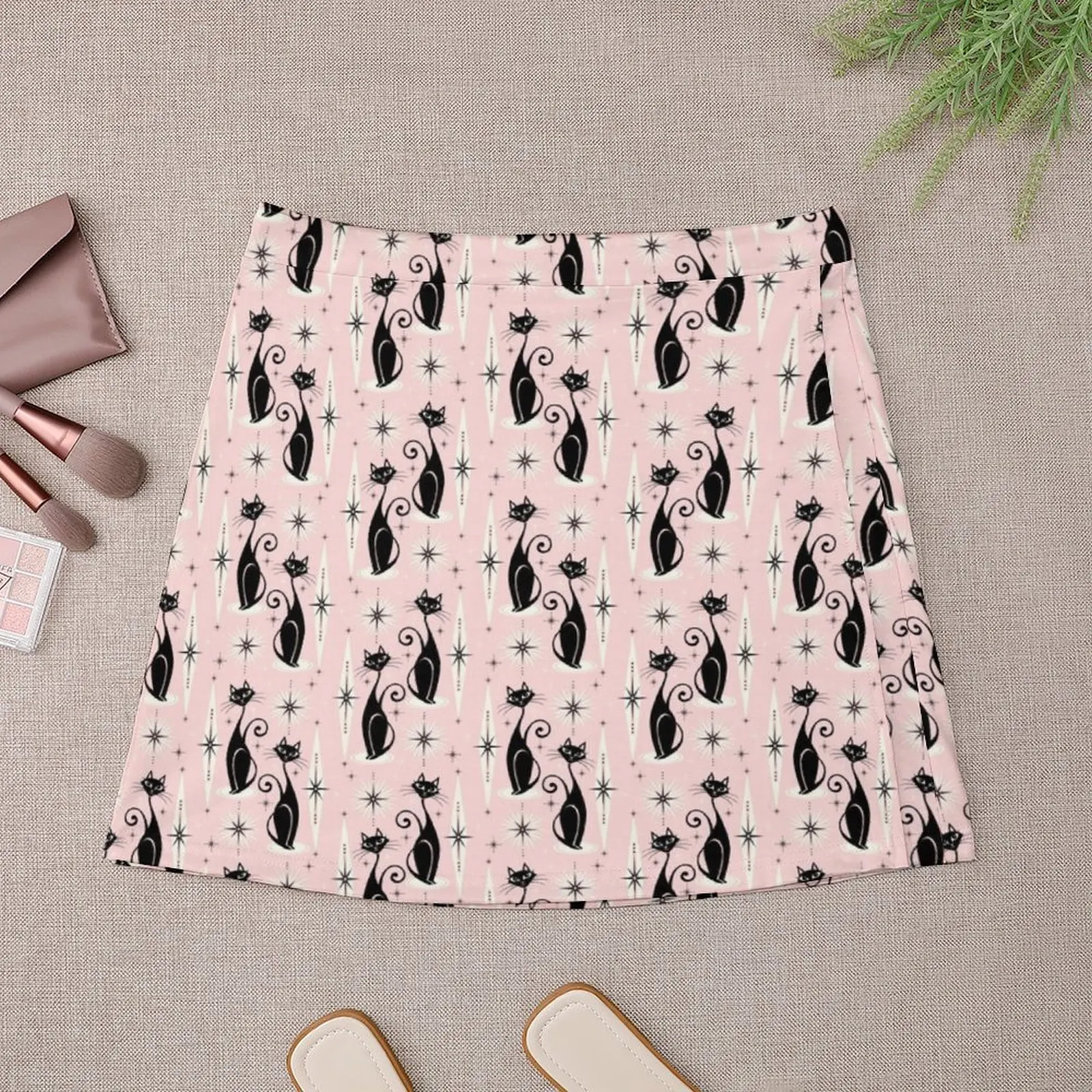 Mid Century Meow Retro Atomic Cats LG ?studioxtine Mini Skirt skorts for women School skirt night club women Mini Skirt