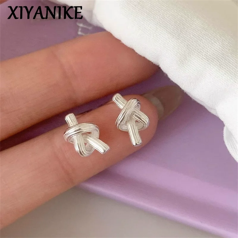 

XIYANIKE Creative Knotted Stud Piercing Earrings For Women Elegant Personality Fashion New Jewelry Accessories Gift Party