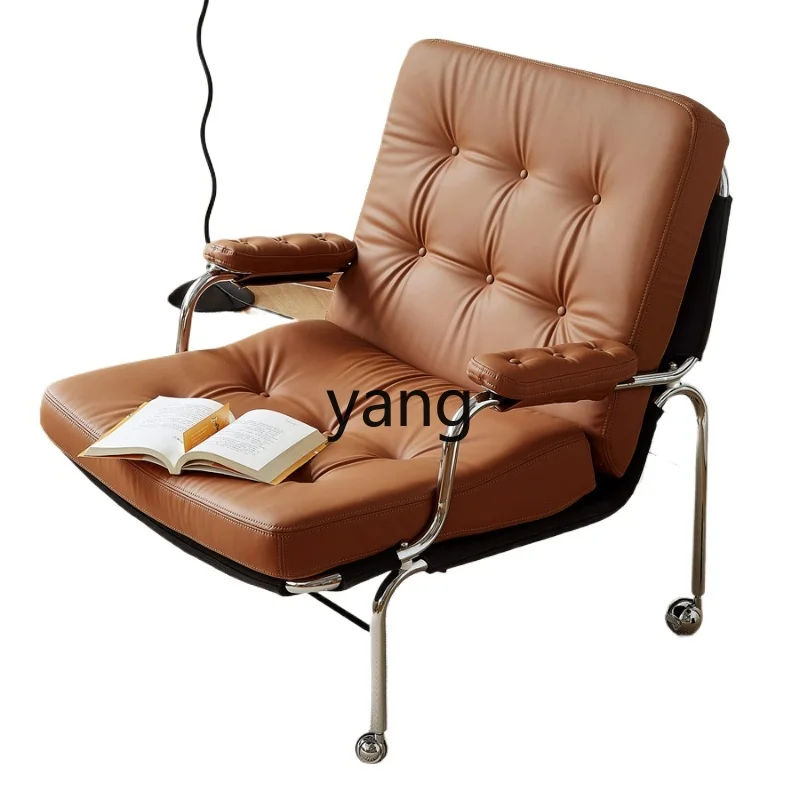 L'm'm Recliner Retro Style Living Room Leisure Single Seat Chair Universal Wheel Balcony Home