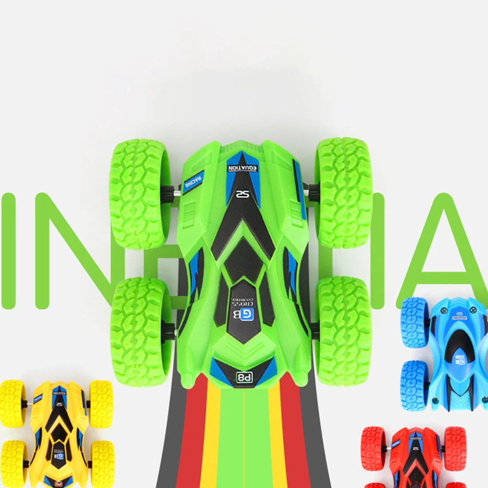 2 pezzi di auto a inerzia a doppia faccia tirare indietro auto set 360 rotanti fuoristrada per bambini giocattolo educativo regalo per bambini