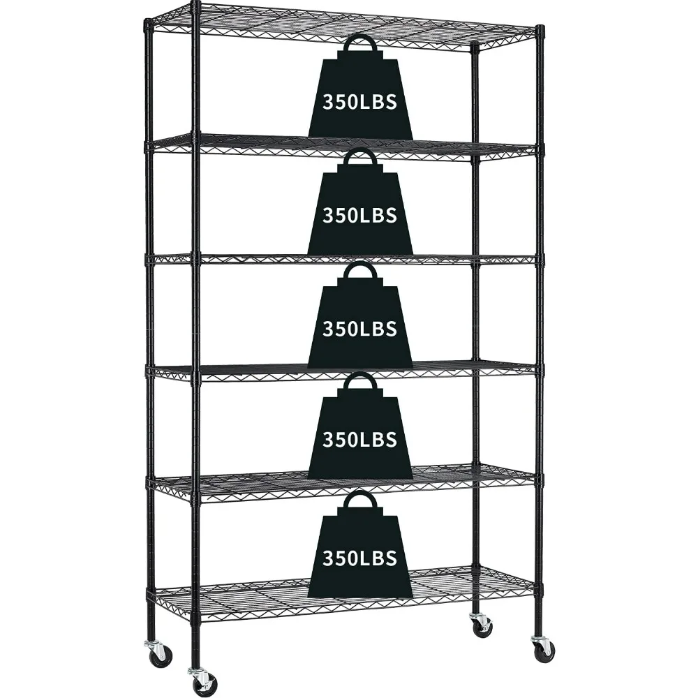 

Garage Shelving, 82x48x18 Metal Shelves 6 Tier Wire Shelving Unit Adjustable Heavy Duty Sturdy Steel Shelving with Casters