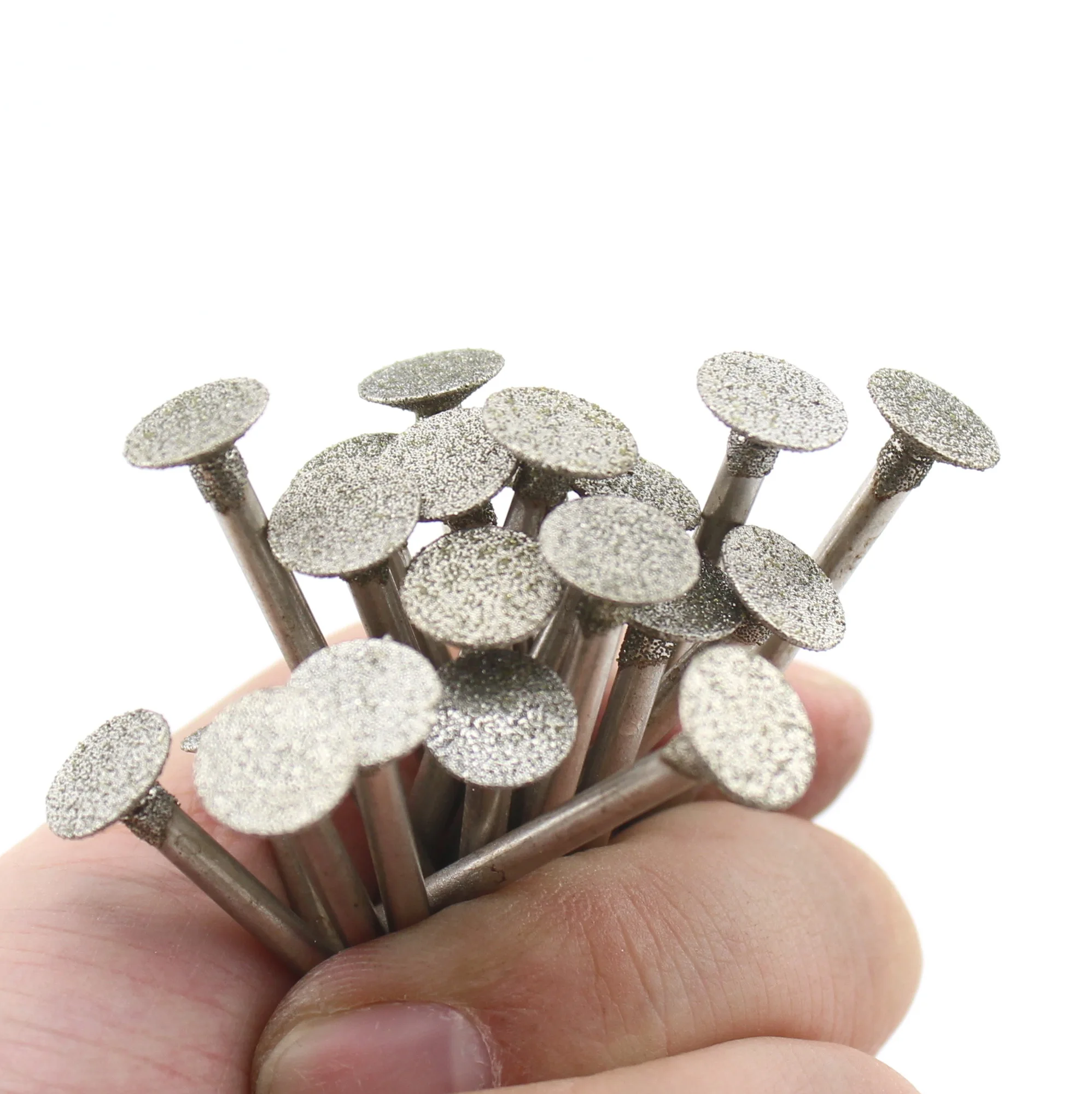 10Pcs 8-16mm Diamond Grinding Burr Bits Set Nail Head Shape 3mm Shank for Jewelry Glass Stone Metal Carving Lapidary Tool