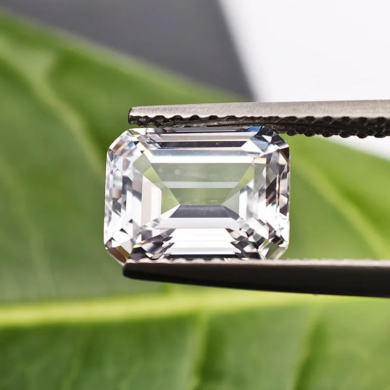 

Top Super White Synthetic Sapphire Gemstone Emerald Cut Created White Corundum Stones for Jewelry Making