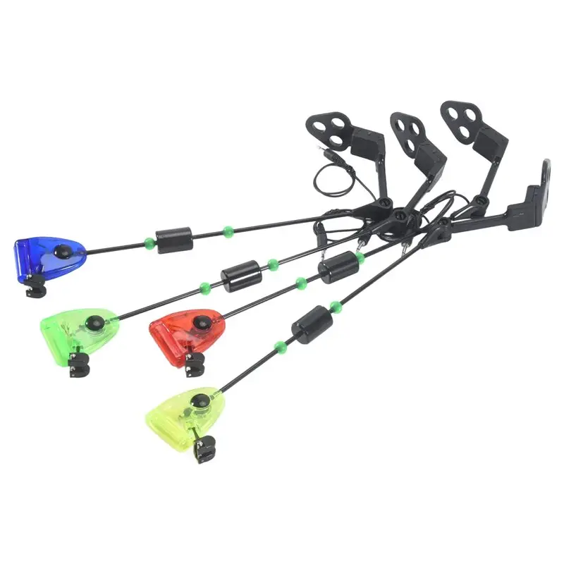 

4 шт., комплект рыболовных свингеров, индикаторы сигнализации поклевки в футляре на молнии со светодиодной подсветкой, свингер для ловли карпа-A00E