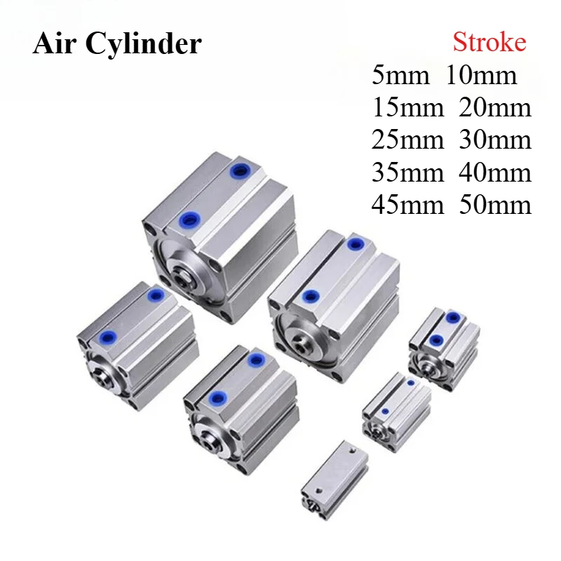 SDA Series Pneumatic Compact AIRTAC Mini Air Cylinder 16 20 25 32 40 50 63mm Hole To 5 10 15 20 25 30 35 40 45 50mm Stroke