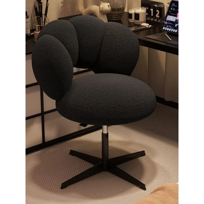 Cream wind rotatable makeup chair, lamb wool bedroom girls chair manicure chair
