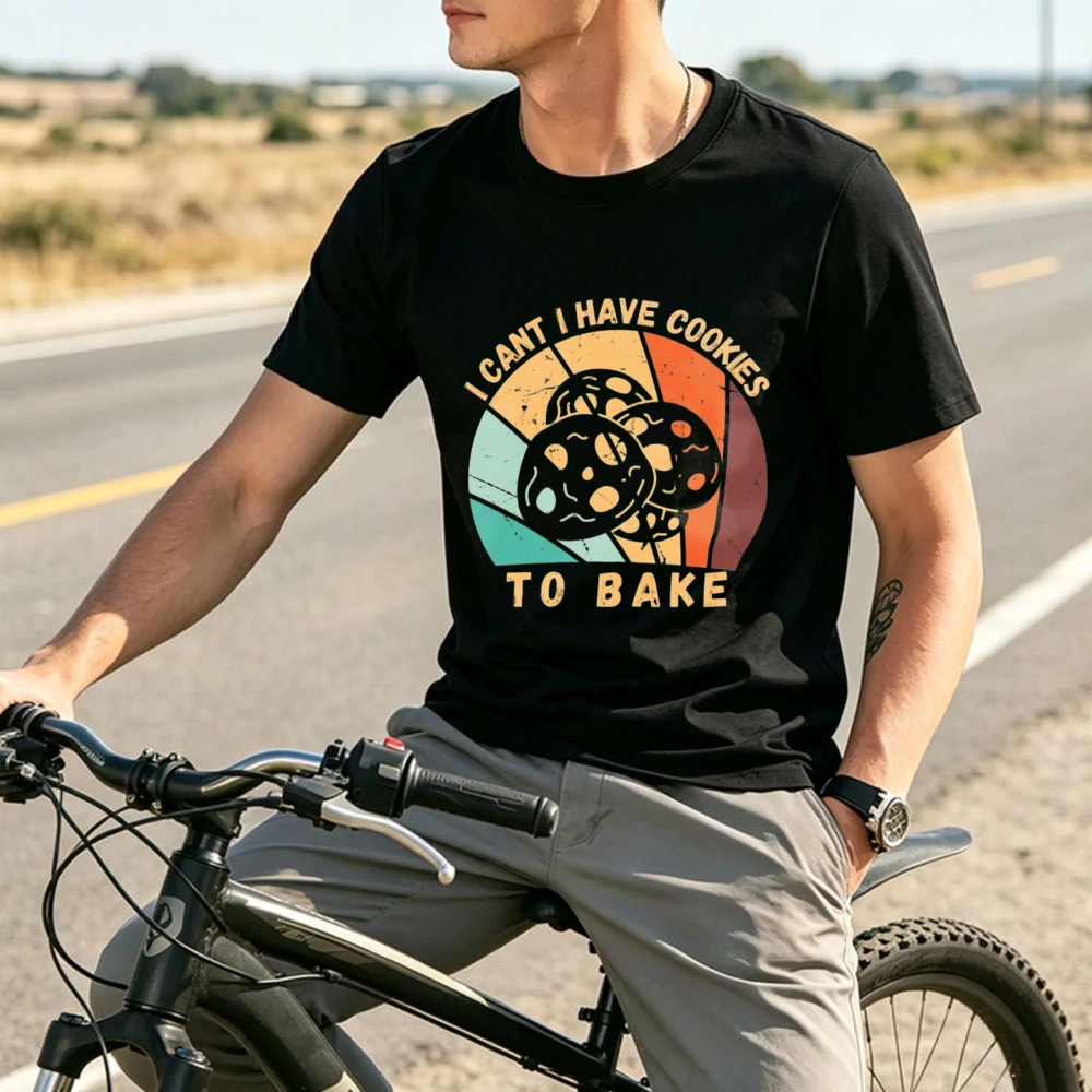 I Cant I Have Cookies To Bake Tshirt Retro Vintage Cookies To Bake Funny Food Lover Graphic Shirt Fashion Casual Cotton Tees