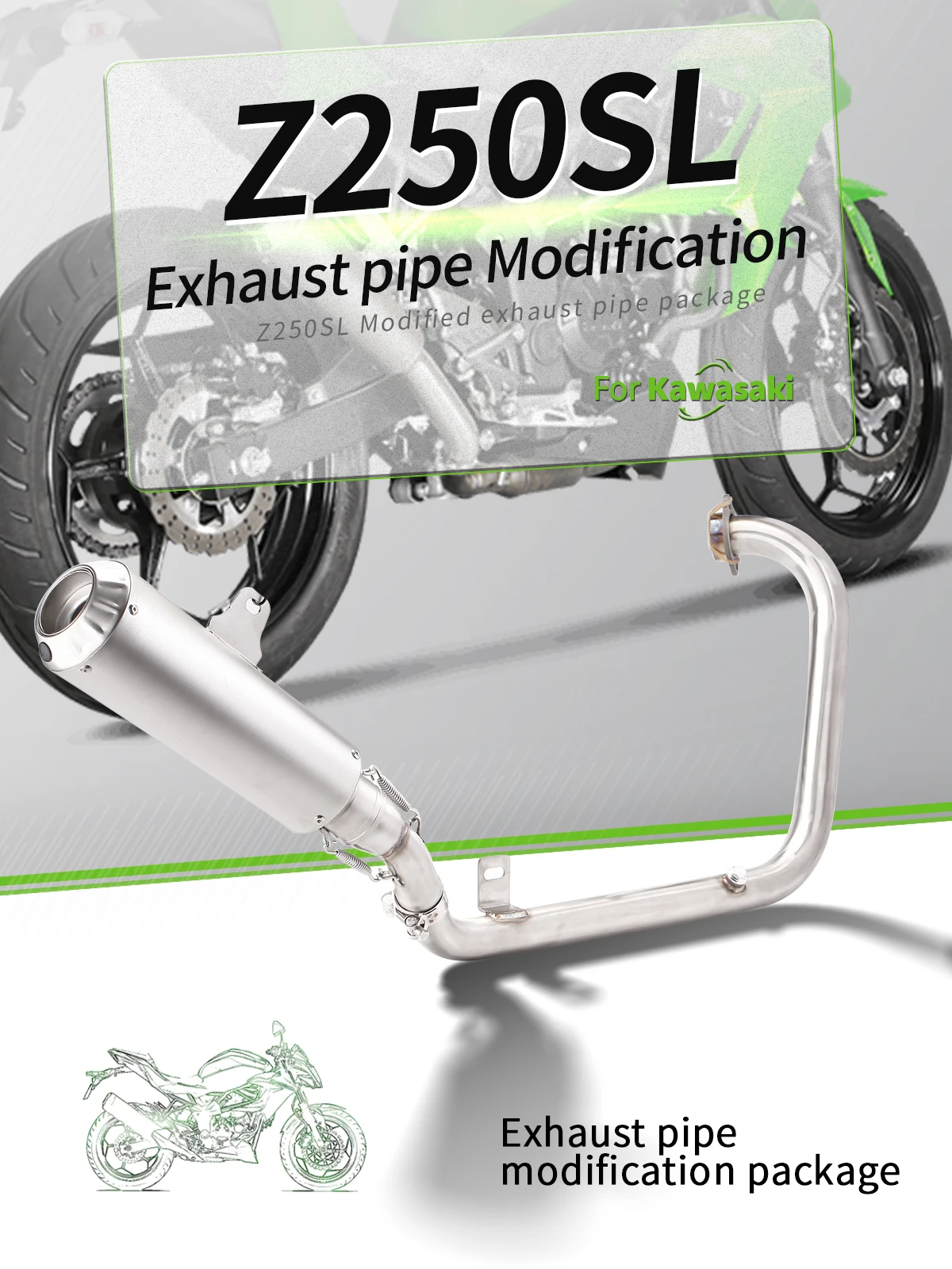 

For Z250 Z250SL System Escape Slip On 51MM Front Tube Link Pipe Connect Original full Motorcycle Exhaust System