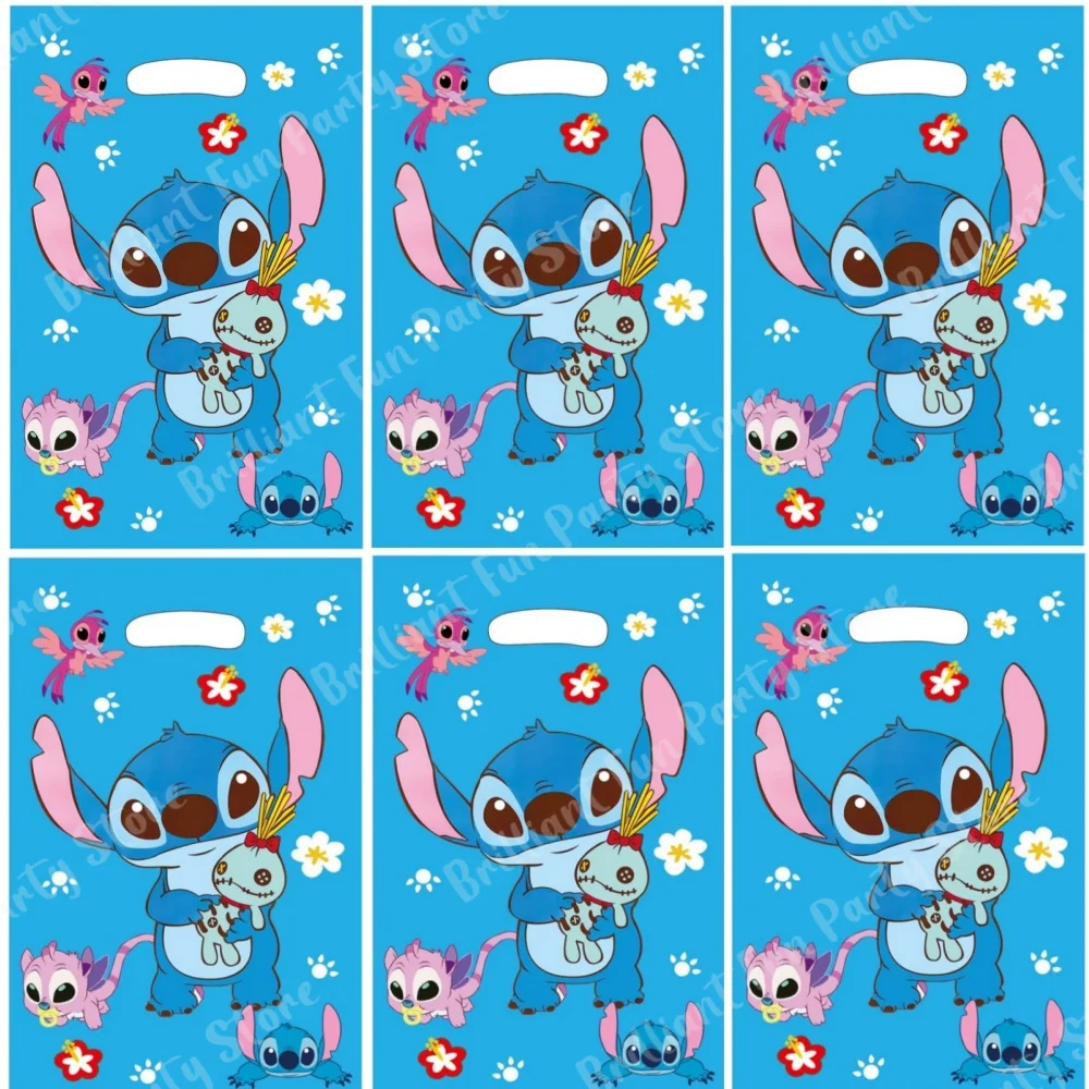 Disney Stitch Party Gift Bags Cute Plastic Candy Treat Bag Party Decorations for Kids Girl Birthday Baby Shower Party Supplies