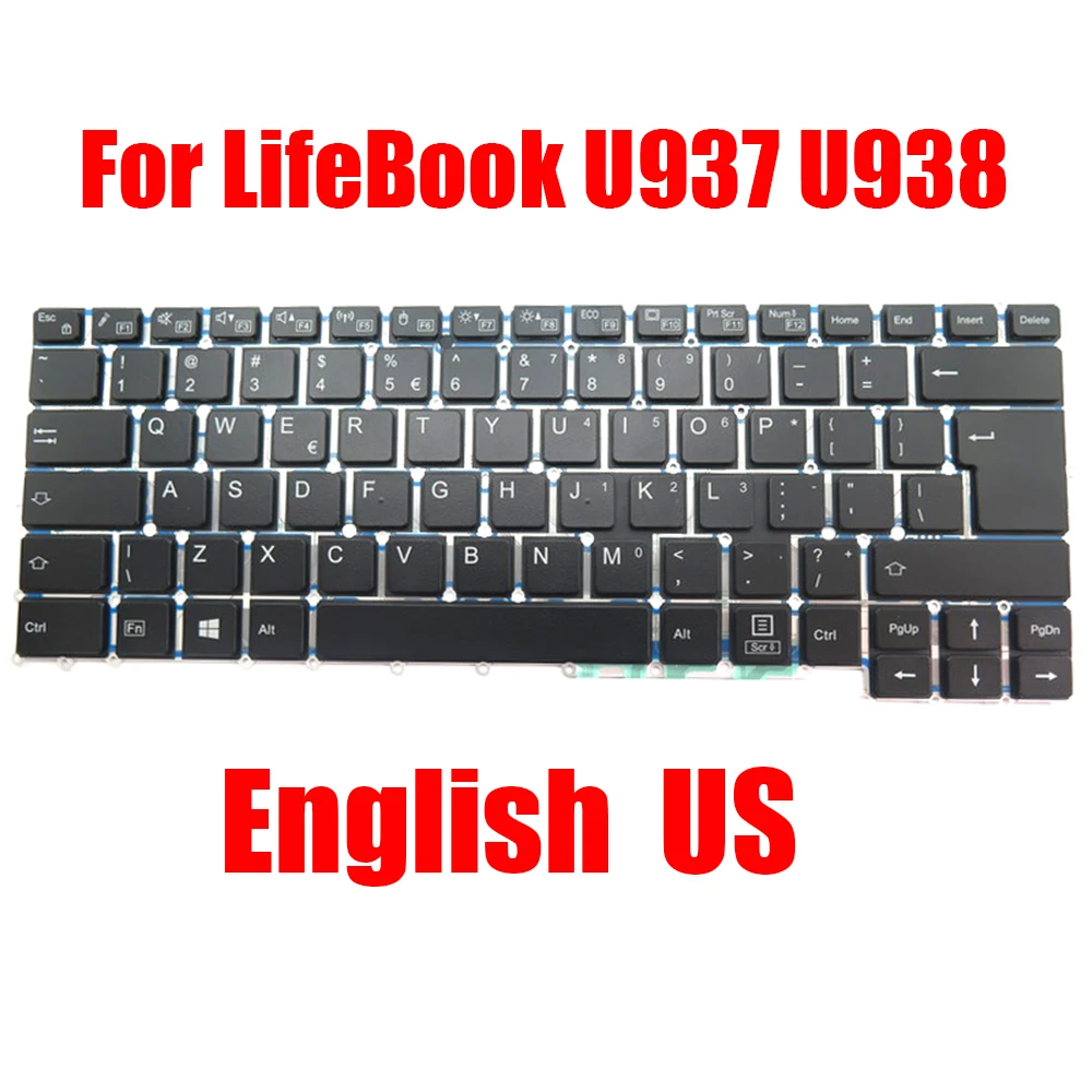 

Laptop Keyboard For Fujitsu For LifeBook U937 U938 English US Black Without Backlit New