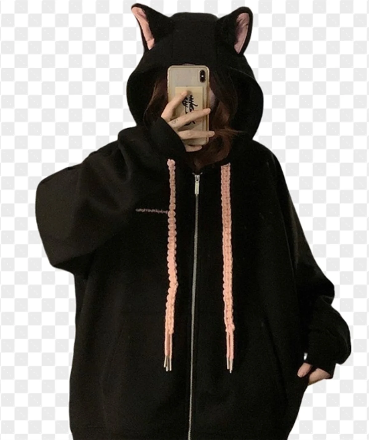 2025 สาวน่ารักฤดูใบไม้ผลิและฤดูใบไม้ร่วงใหม่น่ารักหูแมวHooded Coat Collection Casualแฟชั่นอเนกประสงค์แนวโน้มลมขี้เกียจ