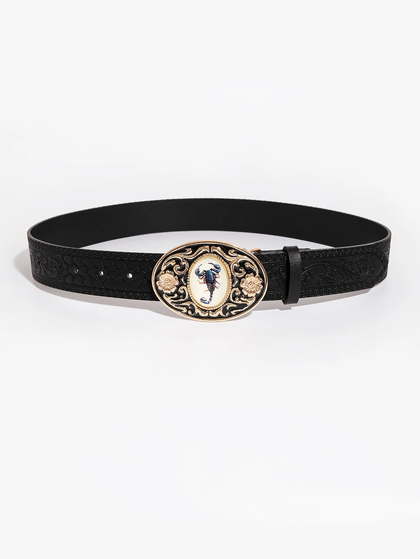 1 قطعة الرجال متعدد الألوان خمر منحوتة المحكمة العقرب مشبك التنين تنقش حزام الجينز حزام الزخرفية تنوعا #4