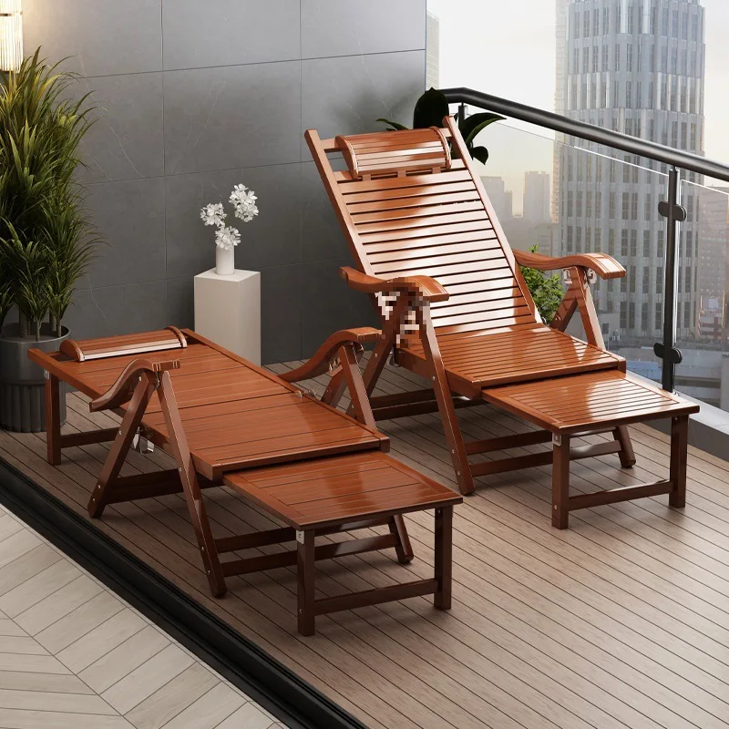 Reclining chair reclining folding bamboo bed chair adult home lunch break sleeping balcony folding
