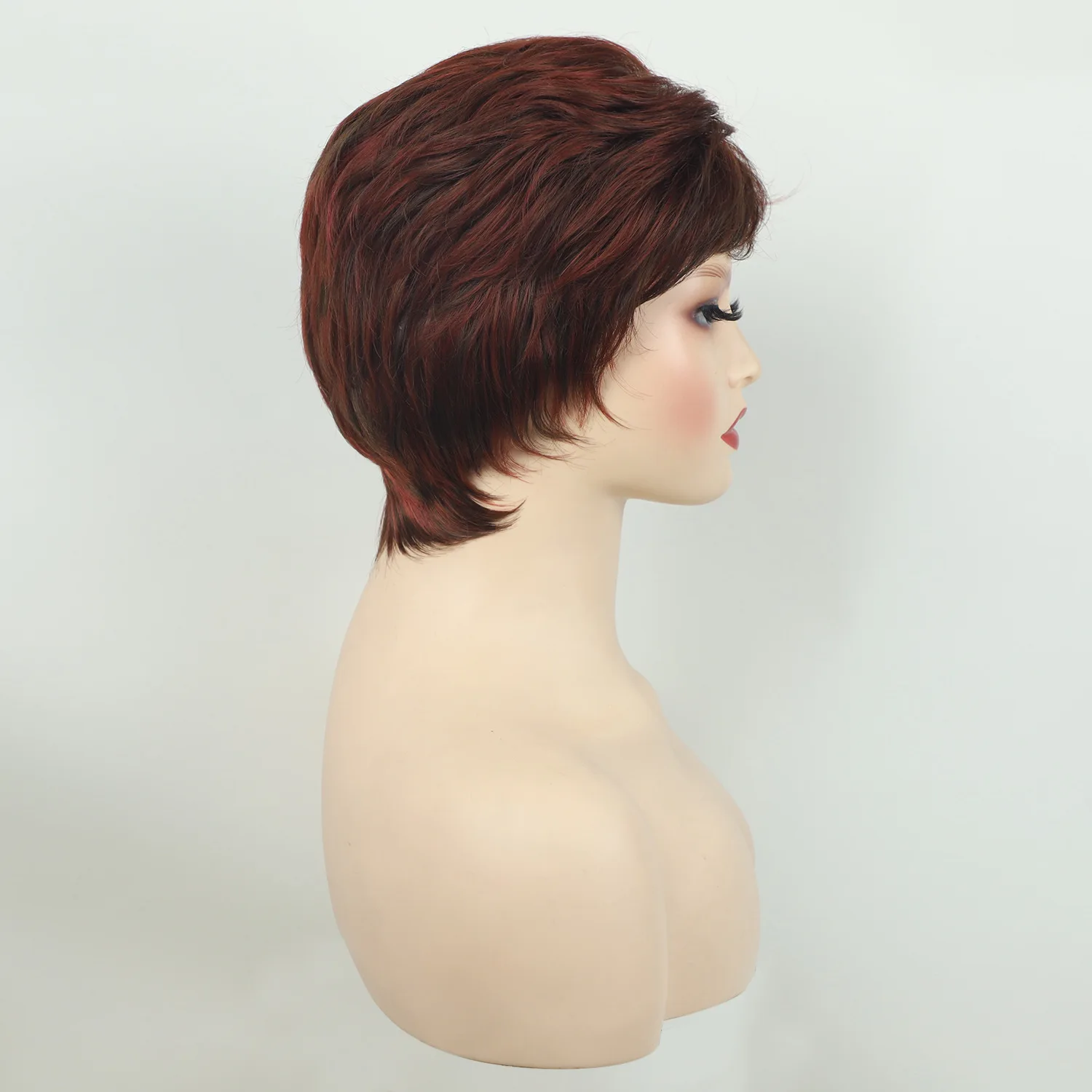 Synthetic Headgear European and American Women's Wig Wig Brown Red Short Staight Cosplay Wig