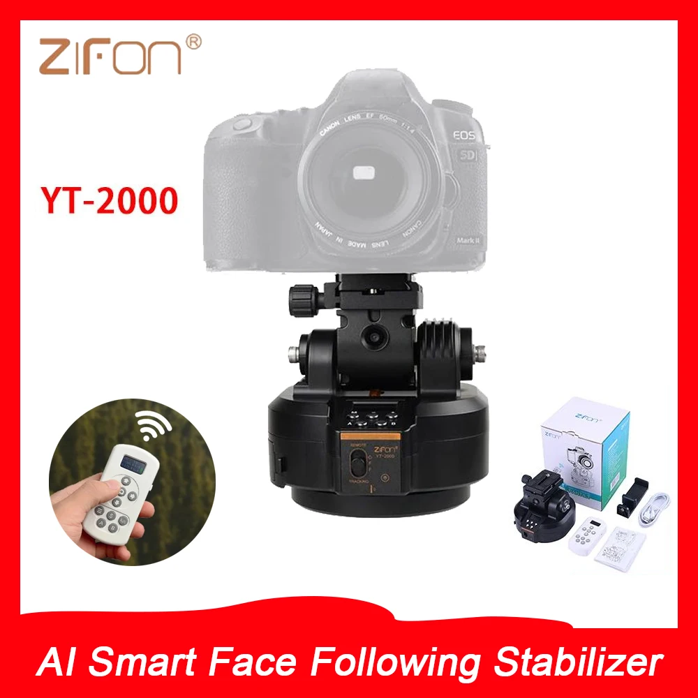 ZIFON YT-2000 AI Smart Face После моторизованной вращающейся панорамной головки с панорамированием и наклоном, стабилизатор головки штатива для камер смартфонов