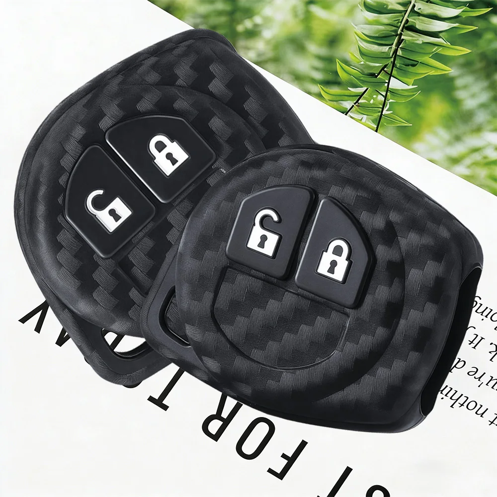 

Новый чехол для ключа из углеродного волокна и силиконовой резины, 2 кнопки, для автомобильного пульта ДУ Suzuki SX4 Swift Vitara, аксессуары для ключей