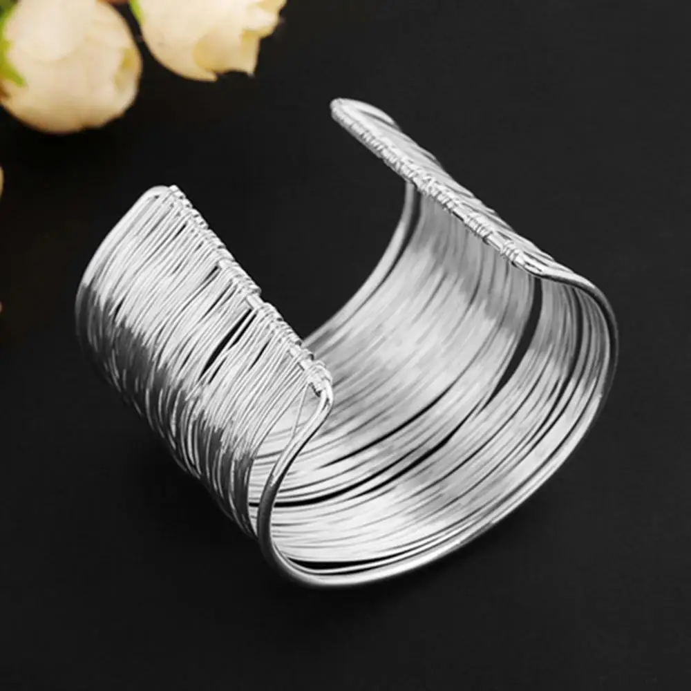 2023 Women Bracelet Multilayer Metal Wires Strings Open Bangle Wide Cuff Girl Wedding Bracelets Luxury Bangles Fashion Jewelry