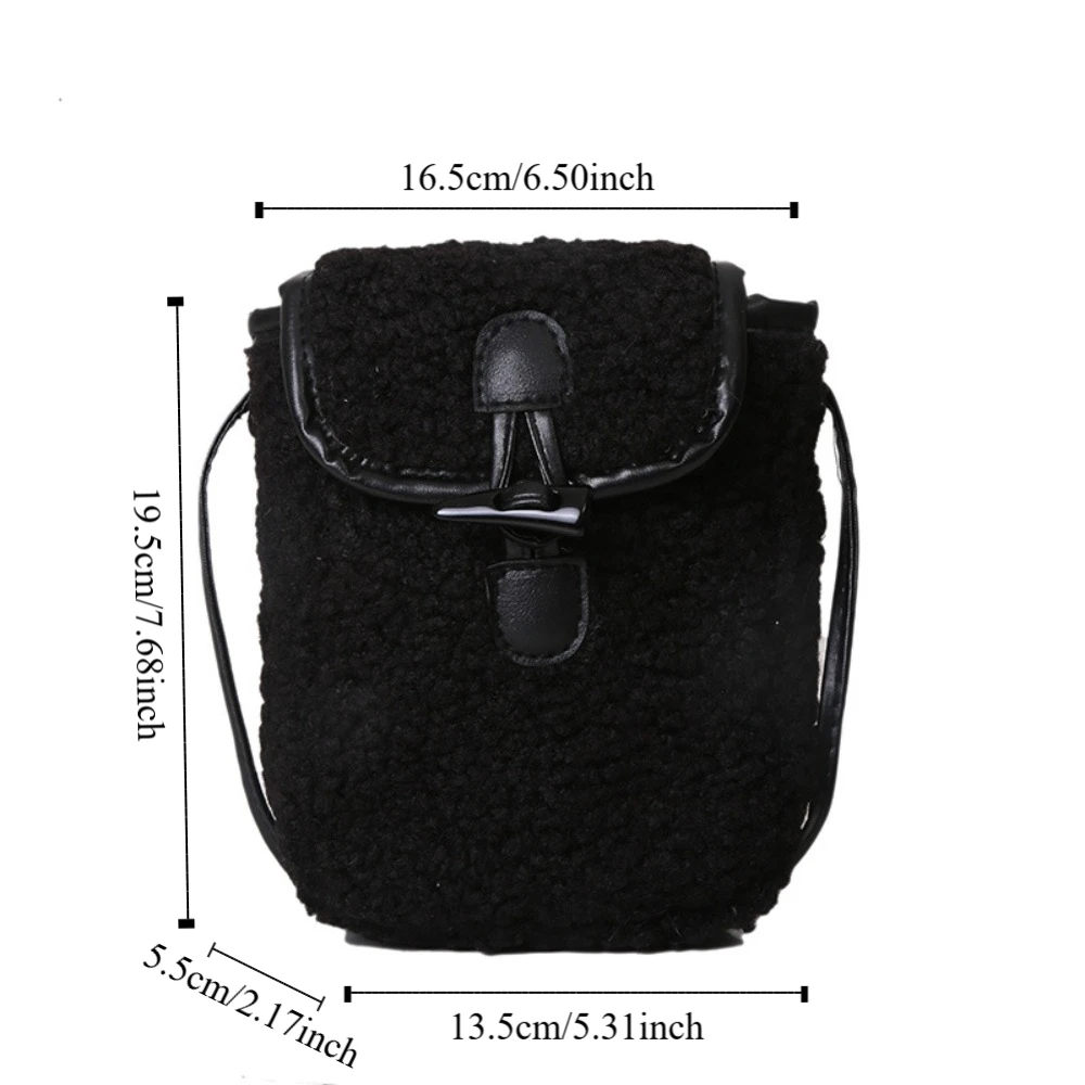 Korean Style Lambswool Phone Bag Square Solid Color Plush Crossbody Bag Bull Horn Buckle All-match Messenger Bags Outdoor