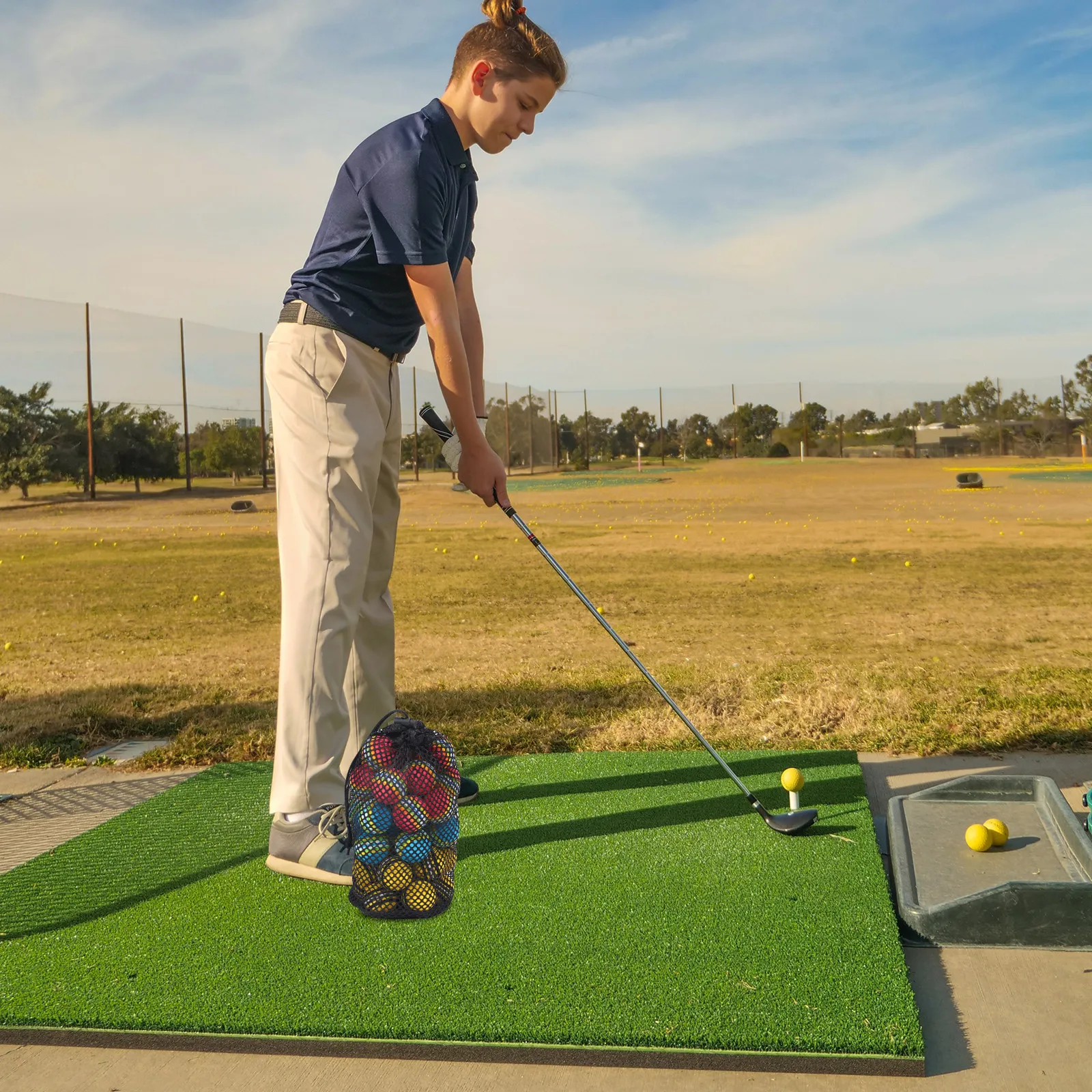 

Large Capacity Golf Balls Mesh Bag Nylon Sports Ball Organizer Reusable Drawstring Closure Sturdy Tear-Proof for Tennis Baseball