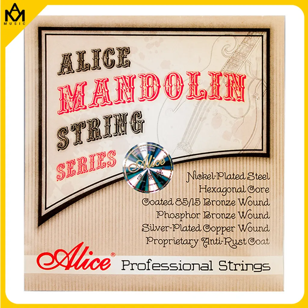 

Alice Mandolin Strings Set AM06 010-034 Coated 85/15 Bronze Wound Plated Steel 4 Strings Anti Rust Coat