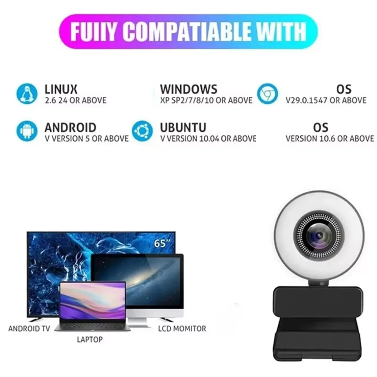 1080P Full HD Webcam 8MP with Auto Focus, Light Control, Microphone for PC, Laptop - Live Streaming & Broadcasting