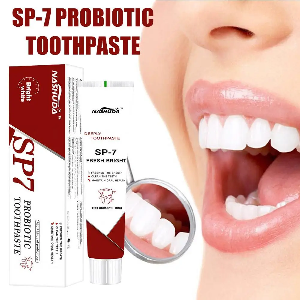 Creme dental probiótico para pessoas respiração, remove mau hálito, Gums Whitening, pessoas respiração, 100g, Sp-7, A5x9