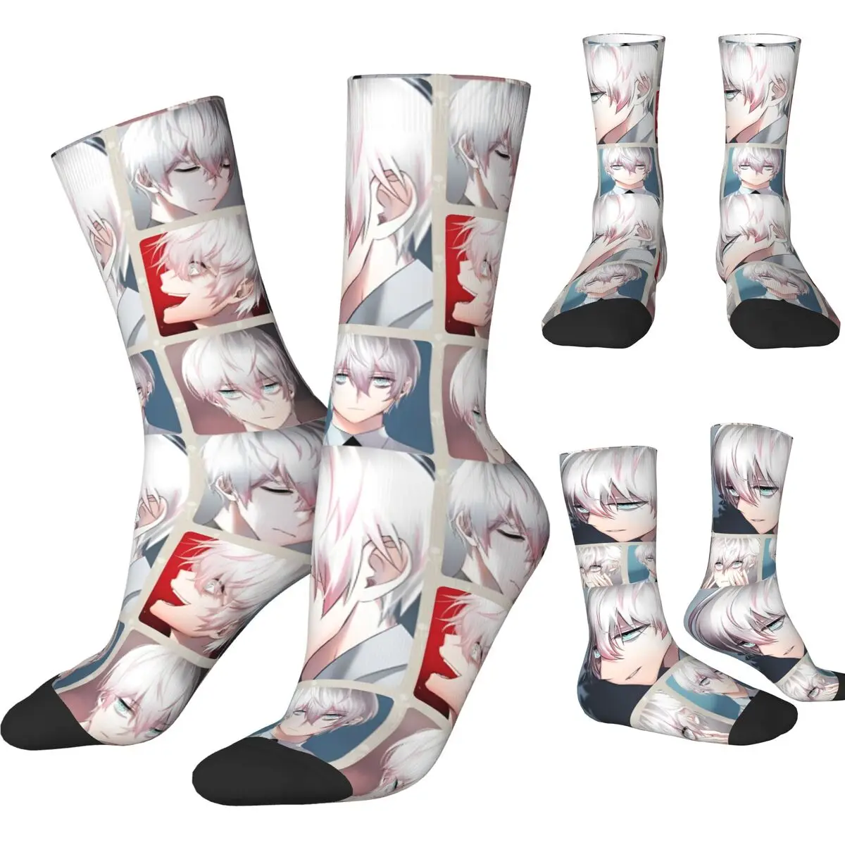 Men's Socks Mystic Messenger Game Stockings Autumn Fashion Soft Socks Funny Happy Cartoon Anime Graphic Cycling Anti-Slip Socks