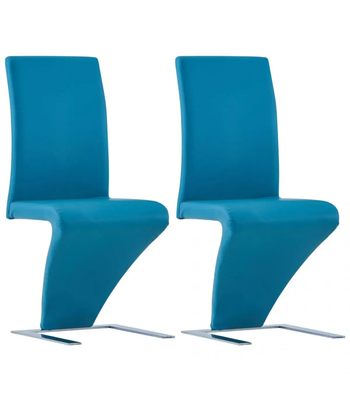 Dining Chairs Dining Chair zigzag Shape 2 Pcts Blue Synthetic Leather