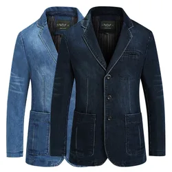 Spring Men Solid Lapel Denim Jackets Fashion Motorcycle Jeans Jackets Hommes Slim Fit Cotton Casual Black Blue Coats