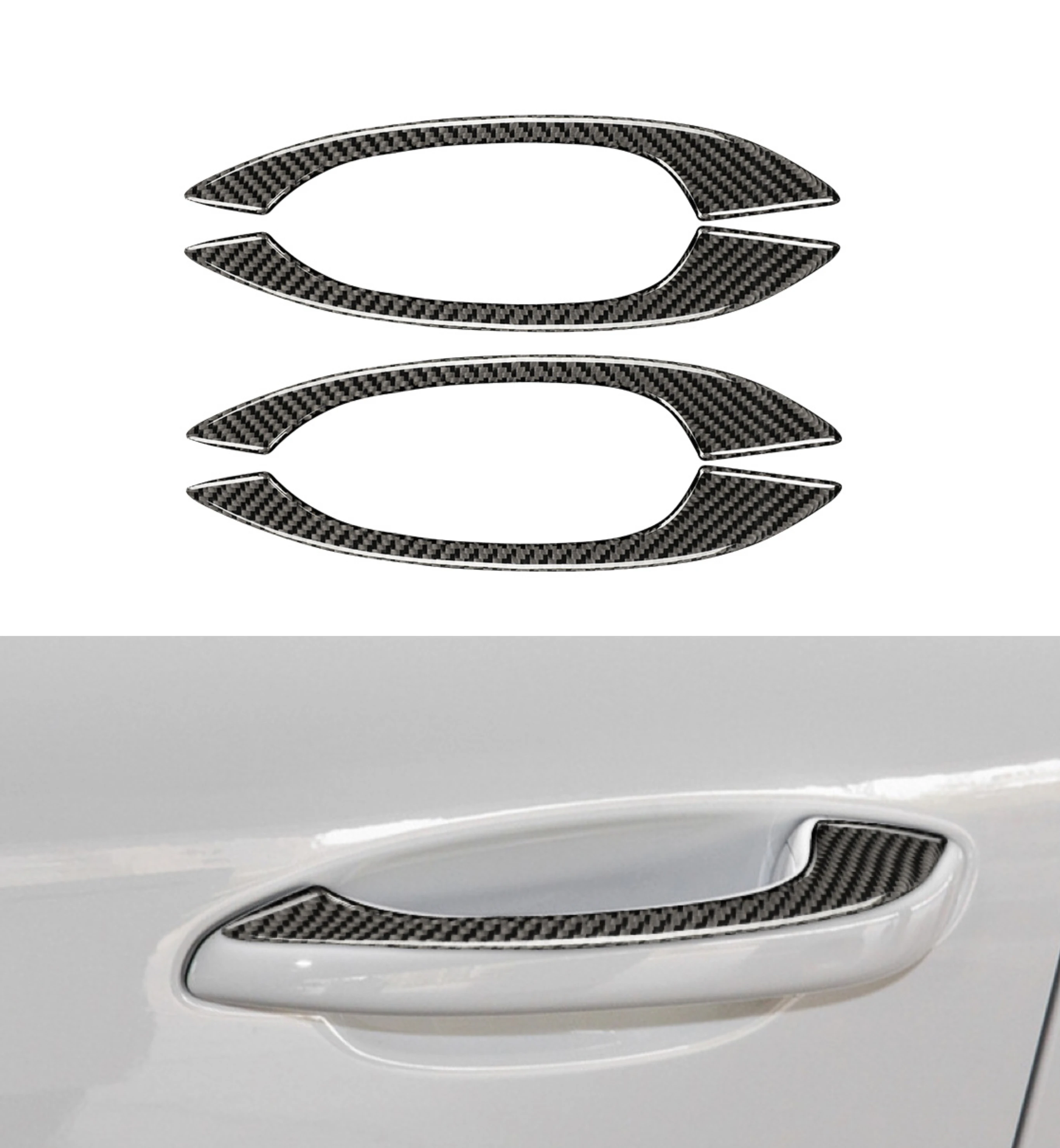 

Carbon Fiber Car Styling Exterior Door Handle Strips Decoration Sticker Trim For Porsche Macan 2014 2015 2016 2017 2018 -021