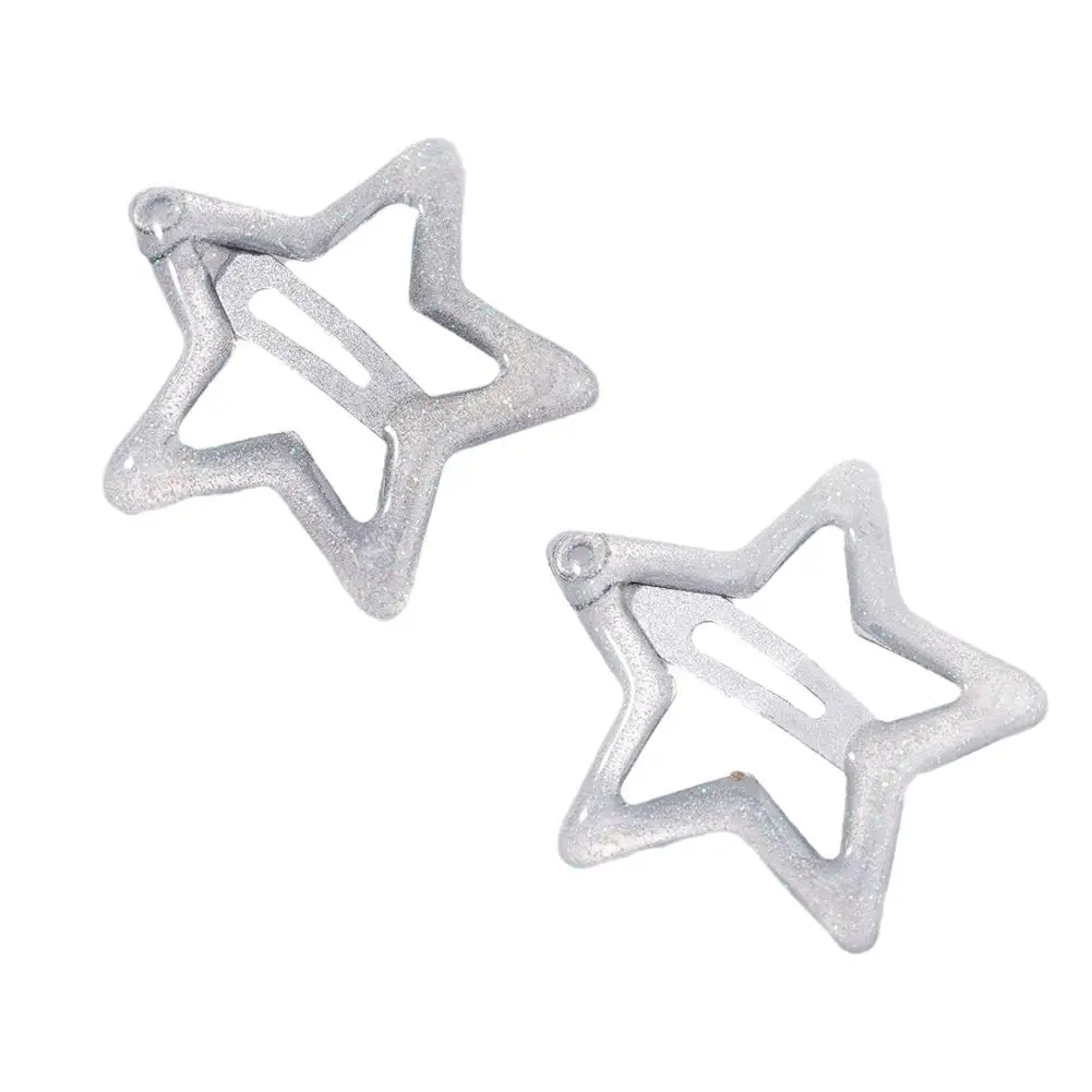 دبابيس شعر نجمة فضّية للفتيات ، نجوم هندسية ، مشابك شعر ، مشبك معدني ، مشابك غطاء رأس ، طفل جميل ، حلو ، وصول الشعر ، B0X6 ، زوج واحد