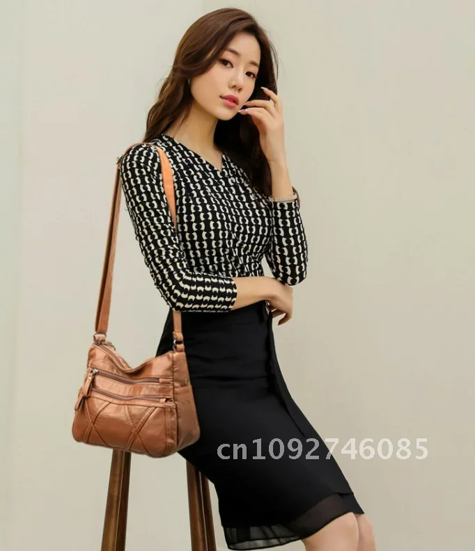 

Middle Aged And Elderly Shoulder Mother Bag Female 2022 New Large Leather Bag Single Gra Capacity Soft Middle-Aged Messenger Bag